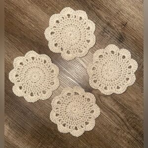NEW Handcrafted Cream Crochet Coasters. Set of 4. Made by ME!